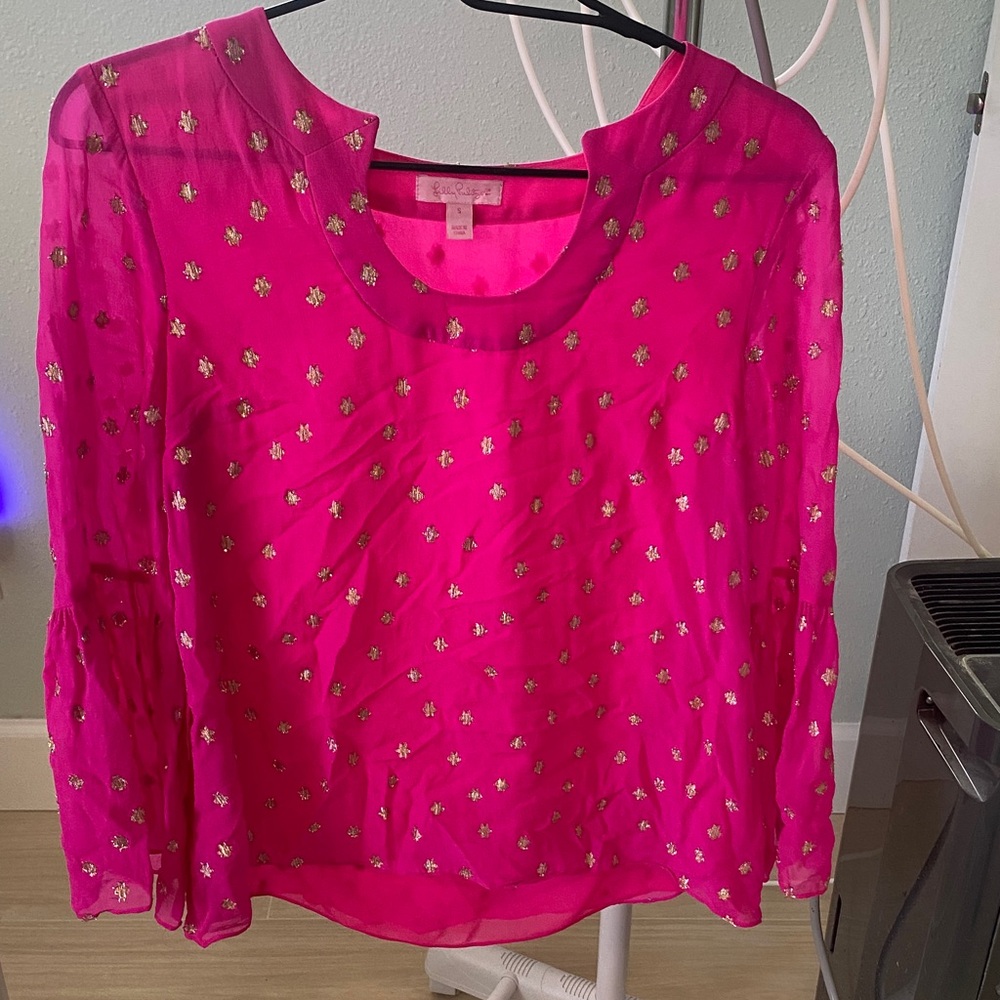 Lilly Pulitzer Fuchsia Embellished Blouse